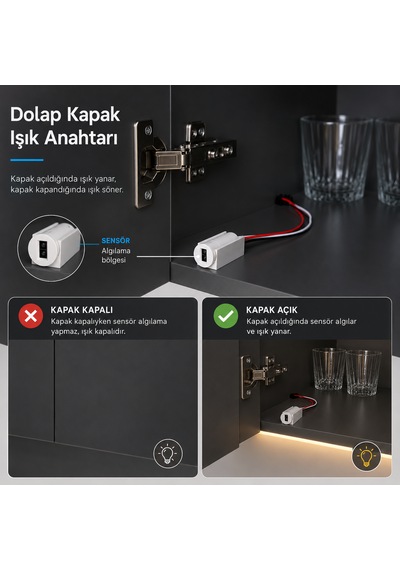 Dolap Kapak Işık Anahtarı 12V Elektrik Anahtarlar