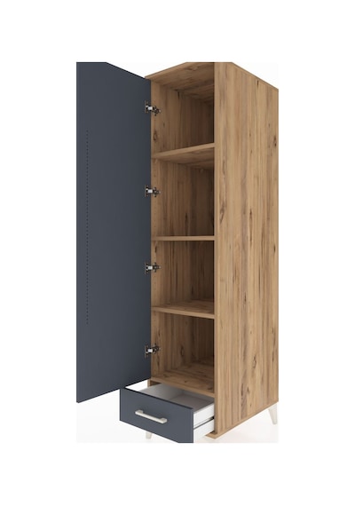 Kronos Dolap 4 Raflı Tek Çekmeceli Tek Kapaklı 44x59x182 Çam-antrasit Atlas Çam