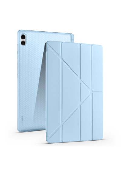 Samsung Galaxy Tab S11 Ultra Uyumlu Kılıf Tri Folding Kalem Bölmeli Katlanabilir Standlı Pu Yumuşak Kapak Kapaklı Kılıf