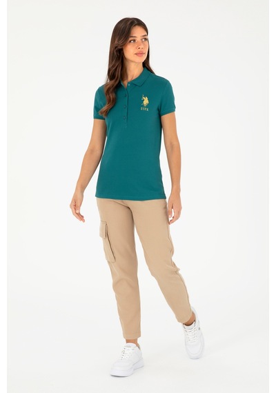 U.S. Polo Assn. Kadın Koyu Yeşil Basic Polo Yaka Tişört 50280071-VR101