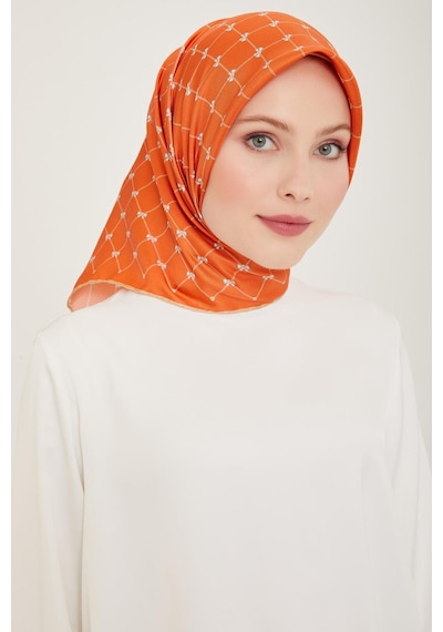 Belli Twill İpek Eşarp - 4006-54 Turuncu - Turuncu