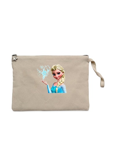 Karlar Ülkesi Elsa Face Krem Clutch Astarlı Cüzdan / El Çantası Krem