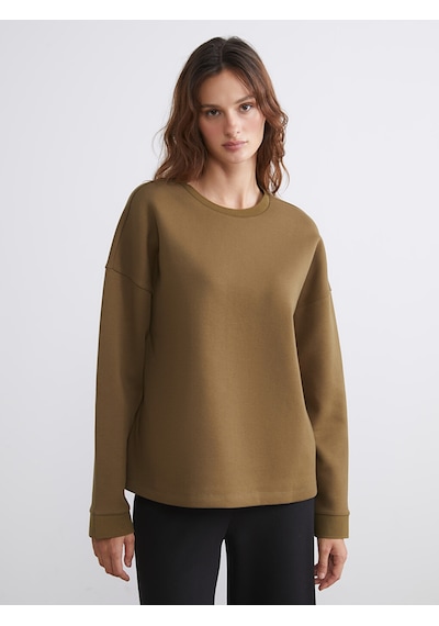 Lcw Vision Haki Bisiklet Yaka Oversize Kadın Sweatshirt