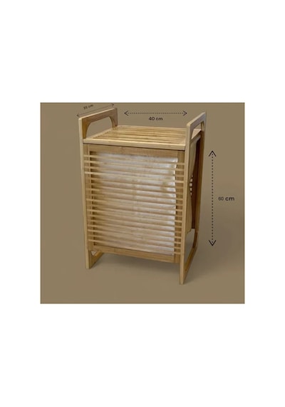River World 60 Cm X 40 Cm X 35 Cm 'lik Bambu Orta Boy Ahşap Kirli Sepeti Çok Renkli