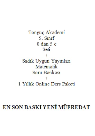 Tonguç Akademi 5. Sınıf 0 dan 5 e Seti En Son Baskı Yeni + Sadık Uygun Yayınları Matematik Soru Bankası + 1 Yıllık Online Ders Paketi