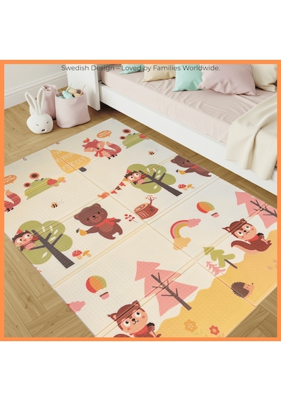 Sweden Baby Sweet Forest Çift Taraflı Katlanabilir Oyun Halısı Ve Matı Premium Seri Taşıma Çantalı- 180x120