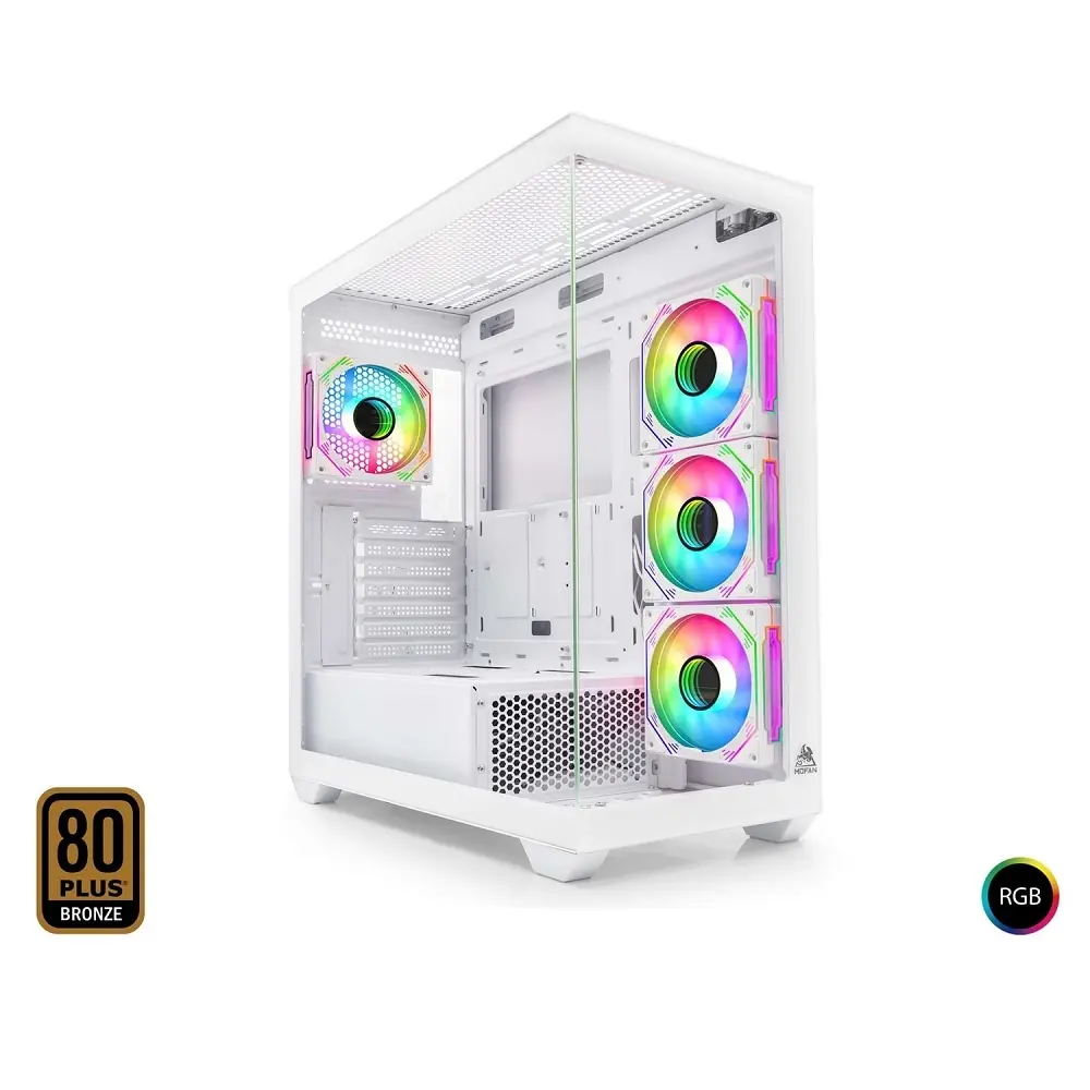 Mofan Mf2903w 850w 80plus Bronze Power Supply 4 Rgb Fan Temperli Cam Beyaz Gaming Kasa