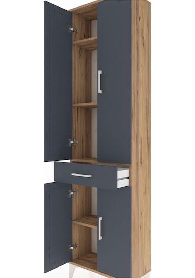 Arges Dolap 4 Raflı Tek Çekmeceli 4 Kapaklı 60x30x221 Çam-ant... Çam