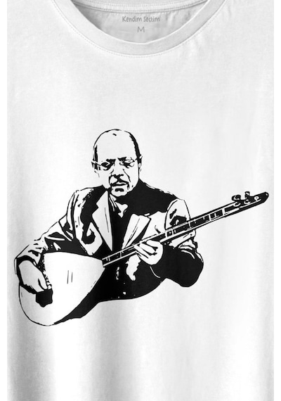 Neşet Ertaş Bozkırın Tezenesi Halk Müziği Bağlama Baskılı Tişört Unisex T-shirt 001