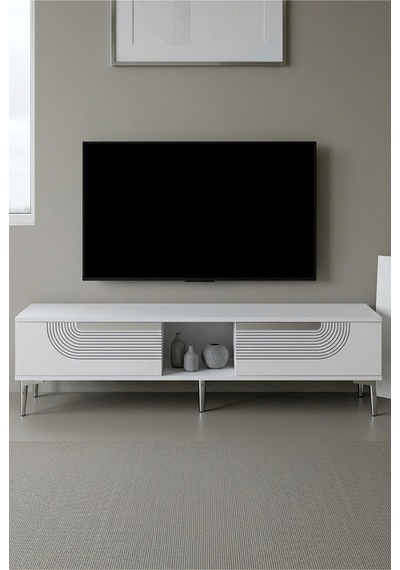Tsa1508bs Meyra Tv Sehpası Beyaz-silver 150cm Beyaz - Gümüş