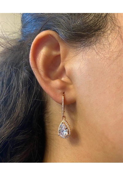 Bayan Damla Model Salkım Gümüş Küpe