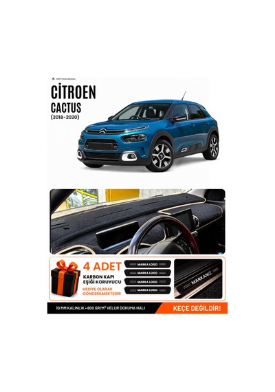 Cıtroen Cactus 2018-2020 Uyumlu Torpido Koruma, Torpido Örtüsü, Torpido Kılıfı - Siyah Bej