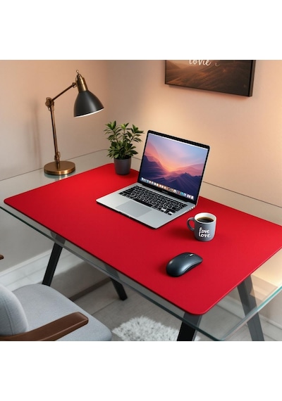 Mouse Pad Kırmızı Masa Matı 140x80cm Suni Deri Desk Mat Premium