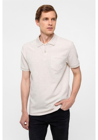 Süvari Bej Regular Armürlü Polo Yaka Tişört-37403 Bej