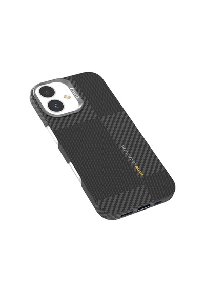 Apple Uyumlu iPhone 17 Kılıf M-safe Şarjlı 600d Metal Kamera Çerçeveli Raptic Aramid Fiber Geotik Serisi Siyah