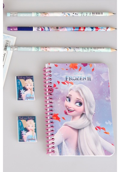 Dekomus Lisanslı Elsa Frozen 12 Parça Kırtasiye Seti Çıtçıt Dosya,okul Etiketi,silgili Kurşun Kalem,kalemtraş,bloknot,resim Defteri Altın