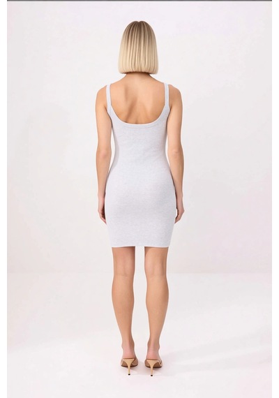Benerly Kadın Kolsuz Havuz Yaka Bodycon Mini Elbise Kalın Askılı Ribana E Gri Melanj Benerly Kadın Kolsuz Havuz Yaka Bodycon Mini Elbise Kalın Askılı Ribana E Gri Melanj