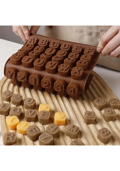 Silikon Alfabe & Sayı Çikolata Kalıbı - 3d Harfler Ve Semboller Şeker Kalıbı, Jöle Kalıbı 2x2cm Kırmızı