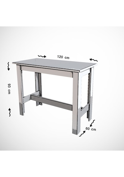 Pasific Home Barra Bar Masası Yüksek Yemek Masası, Meşe, 120x60