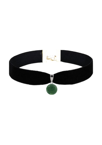 Yeşim Taşı Doğal Taş Kadın Siyah Kadife Choker Kolye Renkli 85047869