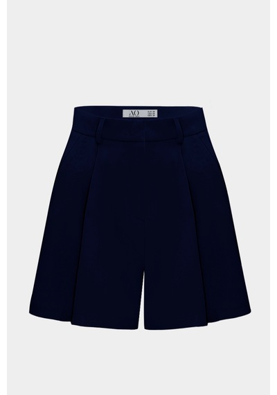 Açelyaokcu Premium Lowry Wide Leg Midi Boy Dokuma Şort Lacivert