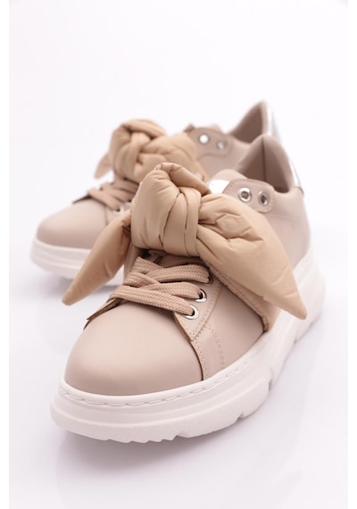Dgn Es853 Kadin Kalin Taban Fiyonklu Sneakers Ayakkabi ES853-2007-R0152 Bej
