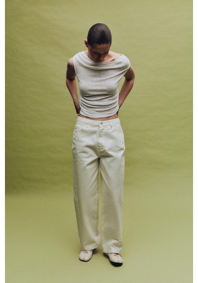 Defacto %100 Pamuk Baggy Fıt Normal Bel Gabardin Pantolon G9893ax26spwt84 Beyaz-wt84