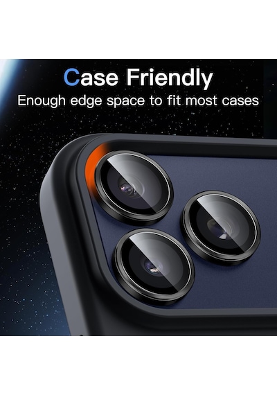 Enfein İphone 17 İle Uyumlu Cmcov Kamera Lens Koruyucu Kolay Tak Çıkar Ergonomik İnce Tasarım Kırılma Ve Çizilme Önleyici Siyah