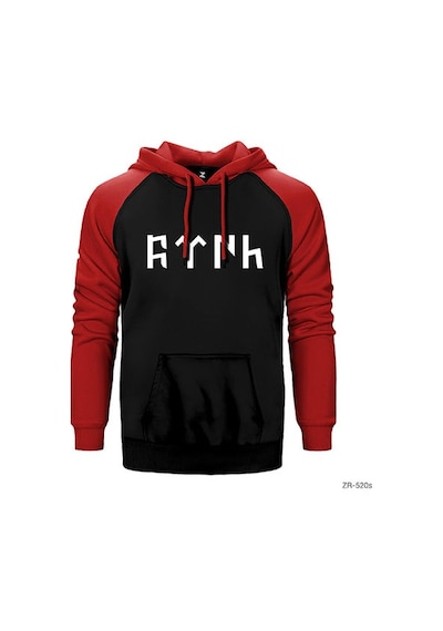 Türk Yazılı Kırmızı Renk Reglan Kol Sweatshirt / Hoodie