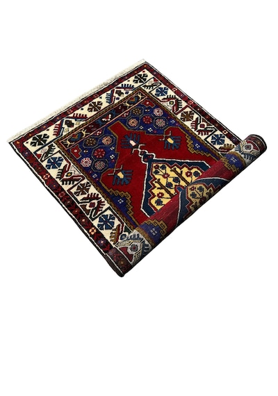 El Dokuma Sıfır Yahyalı Halısı 90x160 Kırmızı Lacivert Kök Boya Yün Halı