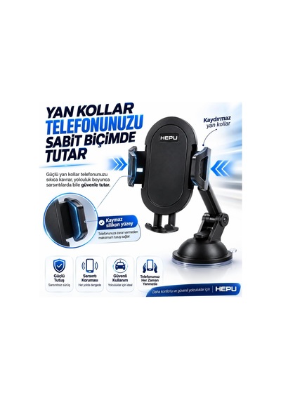 Hp-a12 Uzun Kollu Araç İçi Telefon Tutucu Güçlü Vantuzlu Ayarlanabilir Esnek Kol 360 Dönebilen Başlık 2 Mixed
