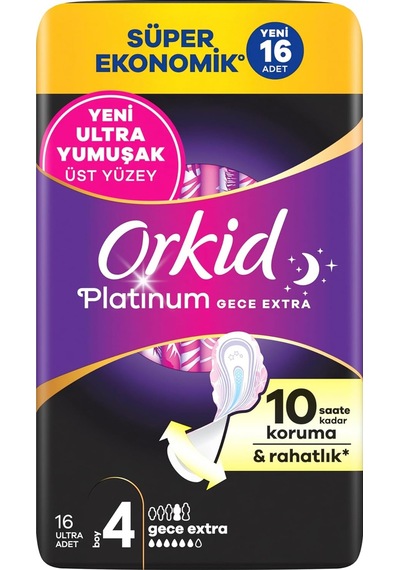 Platinum Hijyenik Ped Gece Ekstra Boy 4 Süper Ekonomik Paket 16 Adet Ped