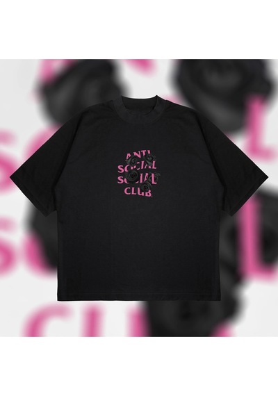 Startmore Anti Social Social Club Black Rose Oversize Unisex Pamuklu Nefes Alan Kalın Kumaşl Siyah