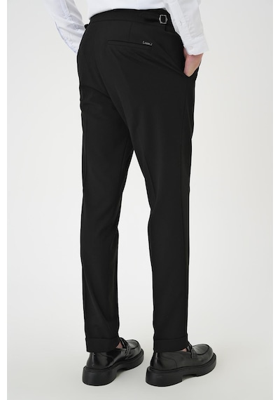 Efor Comfort Fit Beli Tokalı Pileli Siyah Jogger Pantolon P 1170 Siyah