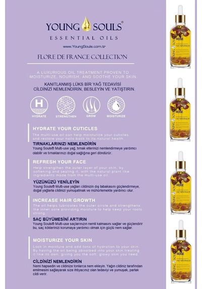 Aromatherapy Rose Multi Use Oil Gül Yüz Saç Tırnak & Vücut Bakım Kuru Yağ 100 Ml 0.3 ML