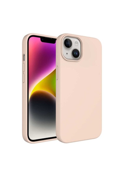 Apple Uyumlu iPhone 14 Sıvı Teknolojili Silinebilir Sert Csm Zore Kivi Kılıf pembe Açık