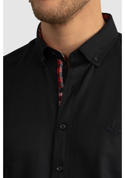 Tudors Slim Fit Dar Kesim Uzun Kol Erkek Gömlek-23450 Lacivert