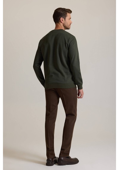 Ysf Erkek Yeşil Bisiklet Yaka Pamuklu Sweatshirt