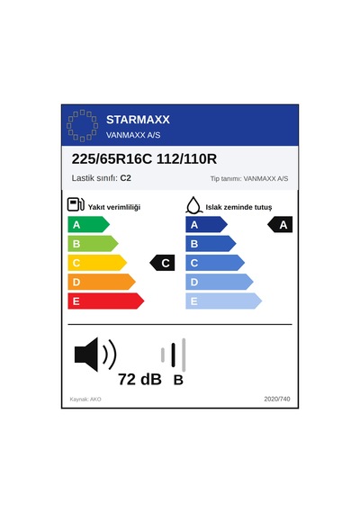 Starmaxx 225/65 R16C 112/110R Vanmaxx A/S Dört Mevsim Lastiği 2026