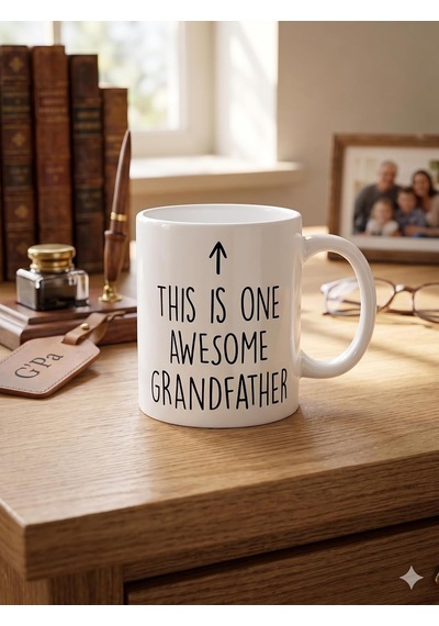This Is One Awesome Grandfather Kupa - Harika Büyükbaba Seramik Bardak Hediyesi 325ml Beyaz - Çok Renkli