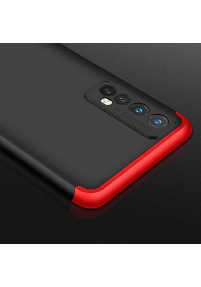 Realme 7 Kılıf Zore Ays Kapak Siyah-Kırmızı