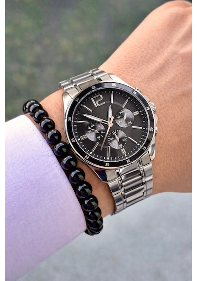 Premium Lüks Exclusive Tasarım Özel Üretim Metal Kordon Erkek Kol Saati-bileklik Hediyeli Siyah
