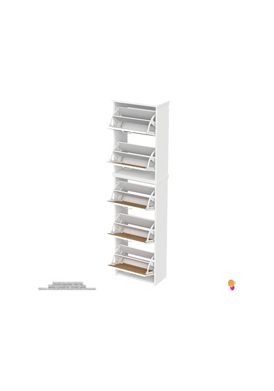 Modilayn Verve Asma Kapı Önü 52x194x26 Cm Lik 5 Düşer Kapak 10 Göz Bölmeli Ayakkabılık Beyaz - Meşe Modilayn Verve Asma Kapı Önü 52x194x26 Cm Lik 5 Düşer Kapak 10 Göz Bölmeli Ayakkabılık Beyaz - Meşe