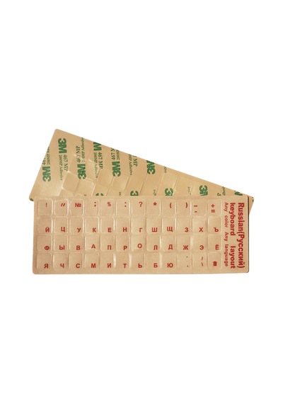Kırmızı Rusça Şeffaf Klavye Etiketi Red Transparent Russian Keyboard Sticker 3m