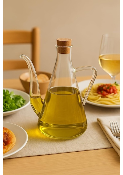 Cam Yağdanlık 500 Ml Isıya Dayanıklı Borosilikat Zeytinyağı Ve Sirkelik 1 Adet Diğer