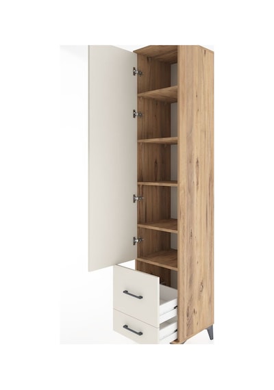 Hyperion Dolap 5 Raflı 2 Çekmeceli Tek Kapaklı 44x44x221 Çam-... Çam