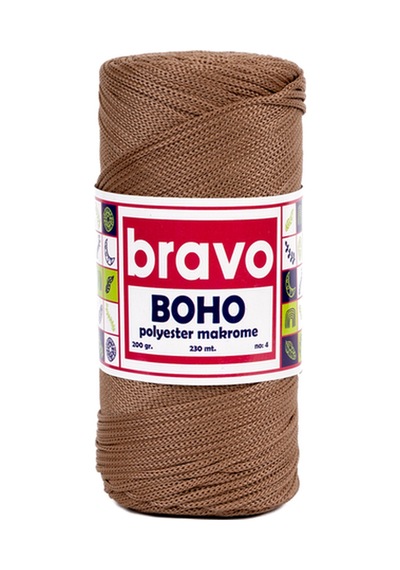 Boho Polyester Makrome İplik 2 Mm 200 Gr 230 Metre No: 4 Renk Kodu: 3 8 Kamel