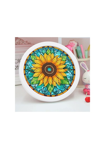 5d Elmas Taş İşleme Kiti 20x20 Cm Yuvarlak Çerçeveli Ayçiçeği Desen Diamond Painting