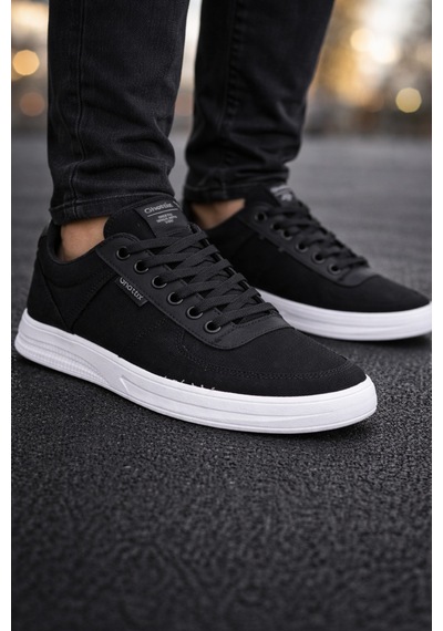 Ghattix 104 Erkek Günlük Keten Sneaker Ayakkabı Siyah Siyah