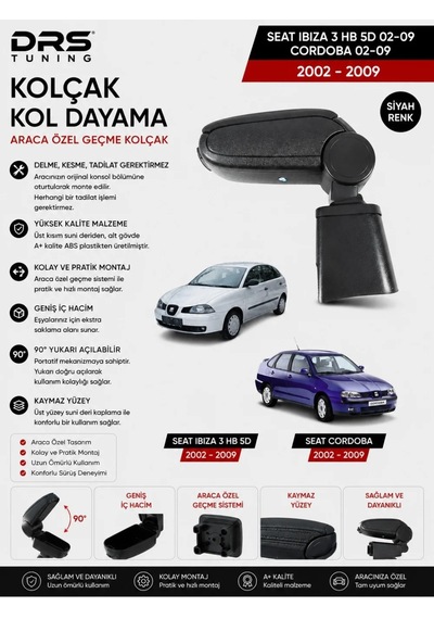 Seat İbiza / Cordoba 2002 -2009 Kolçak Kol Dayama Siyah
